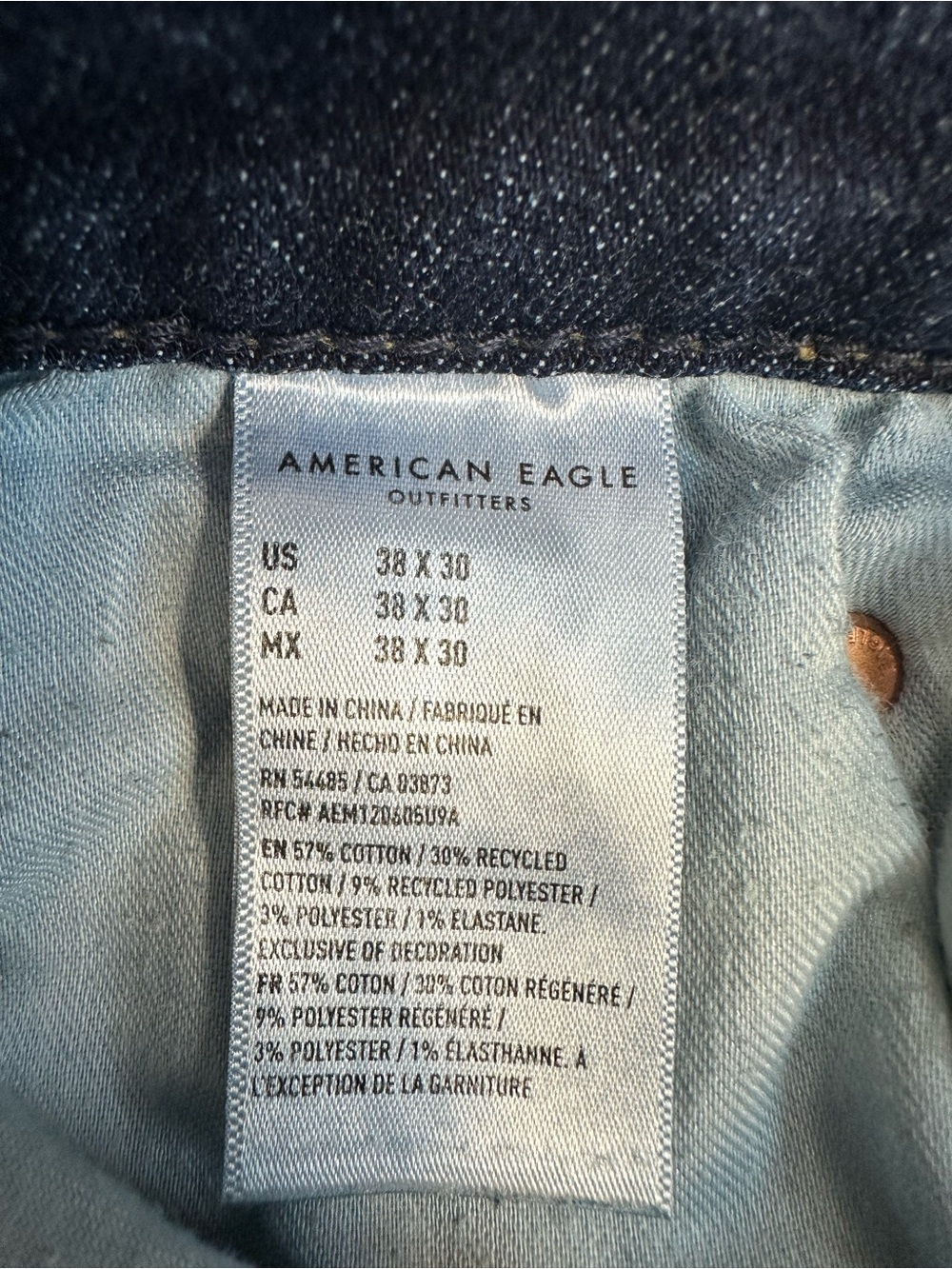 American Eagle Men's Dark Wash Slim Straight Jeans Size 38x30 - Picture 9 of 16